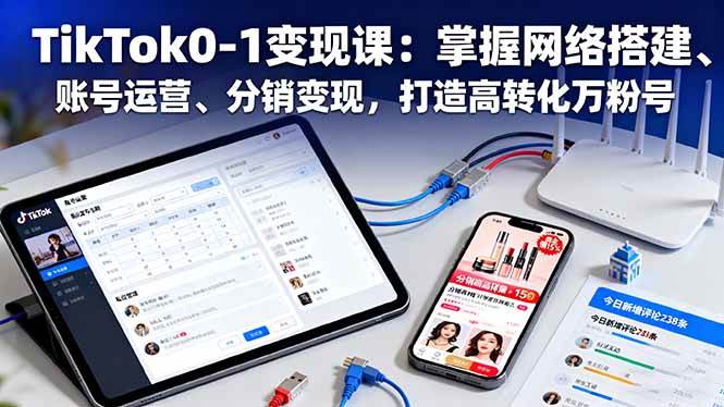 TikTok0-1变现课:掌握网络搭建、账号运营、分销变现,打造高转化万粉号