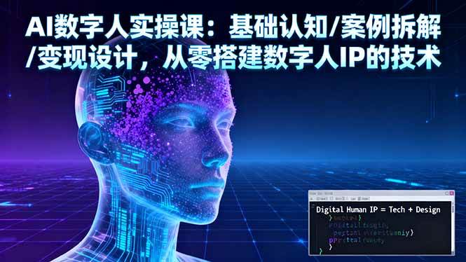 AI数字人实操课:基础认知/案例拆解/变现设计,从零搭建数字人IP的技术